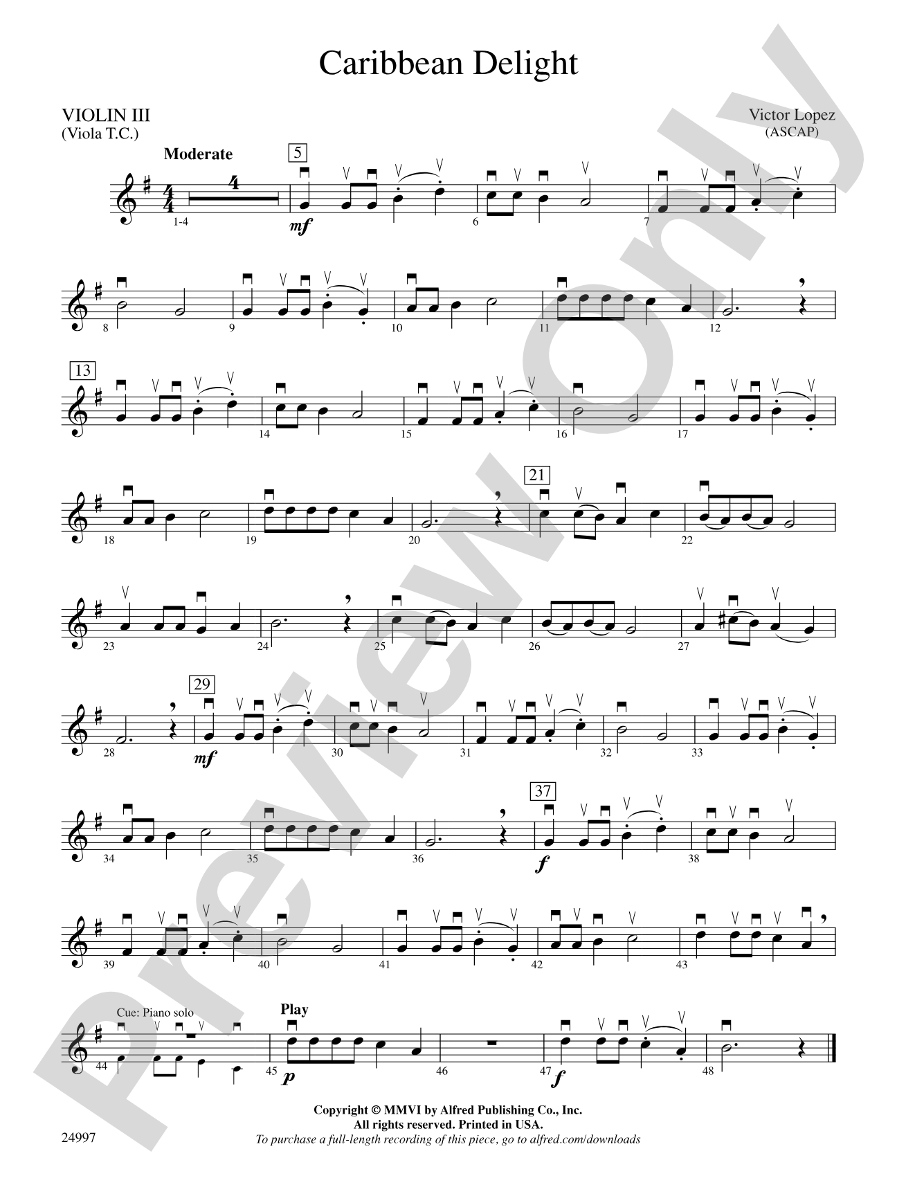 Caribbean Delight: 3rd Violin (Viola [TC])