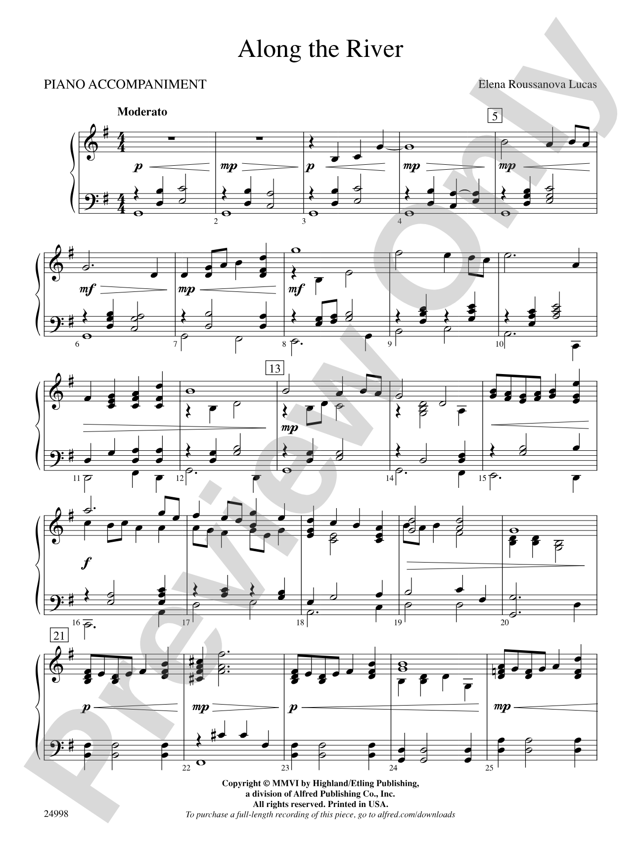 Along the River: Piano Accompaniment