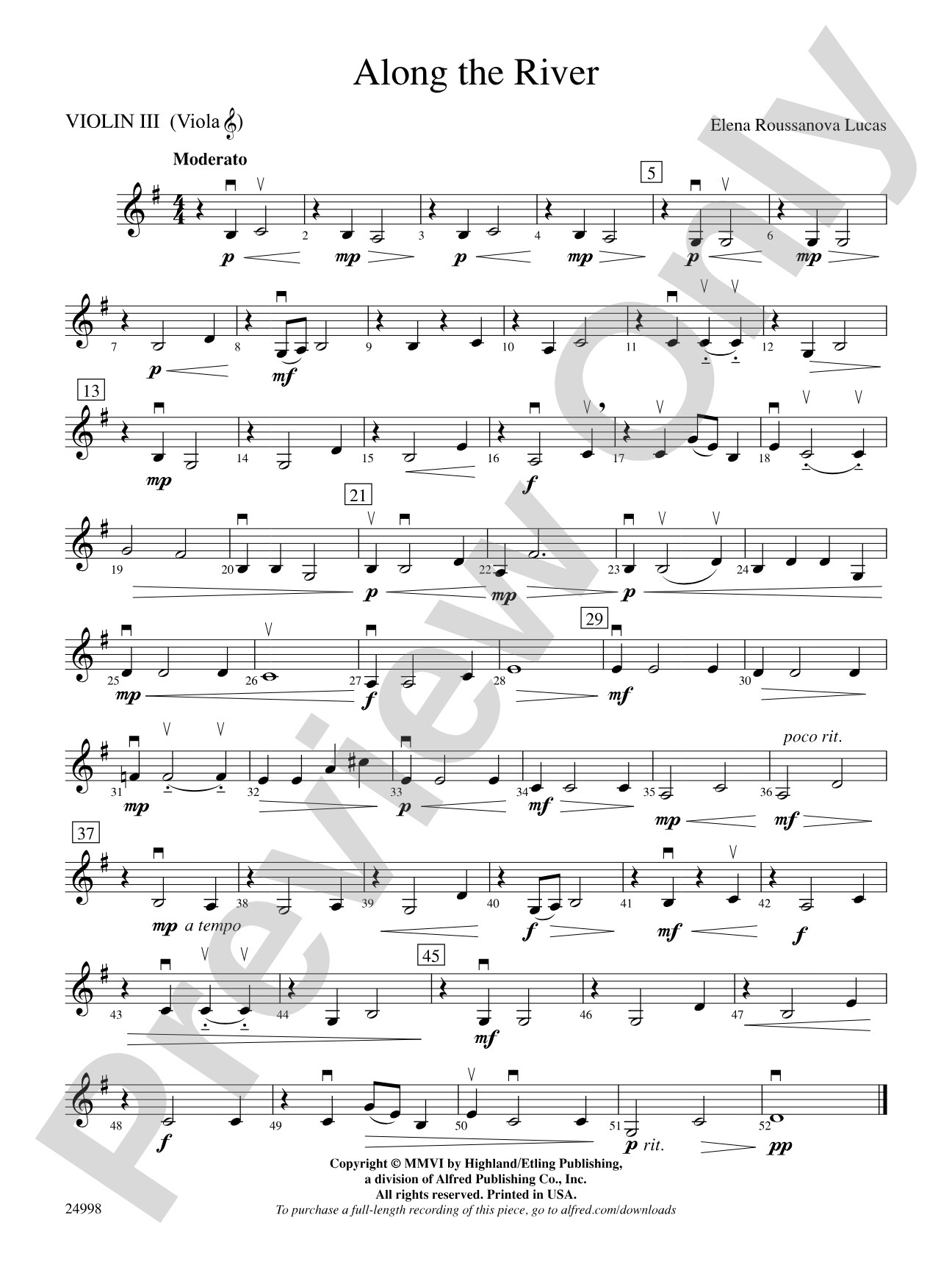Along the River: 3rd Violin (Viola [TC])