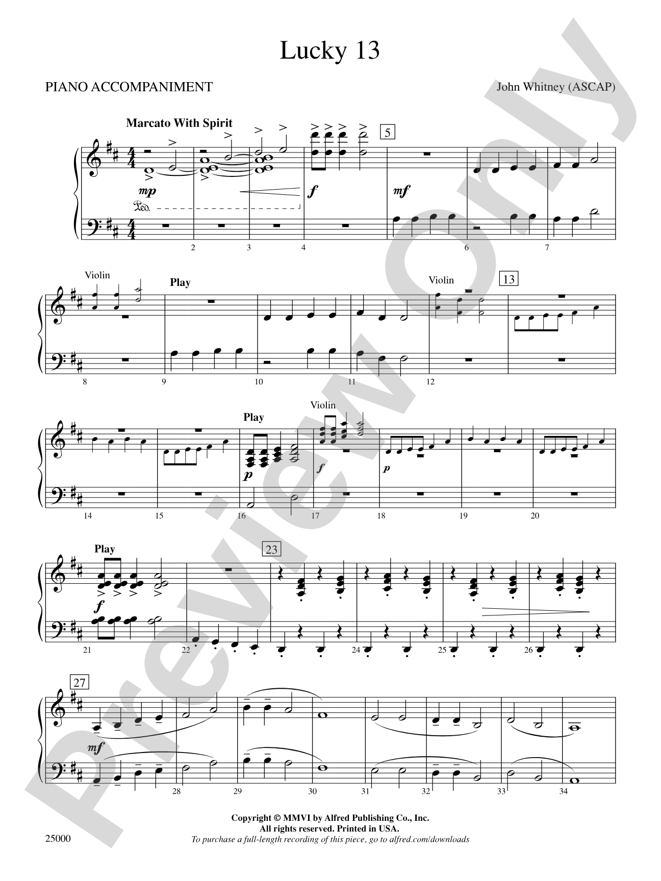 Lucky 13: Piano Accompaniment