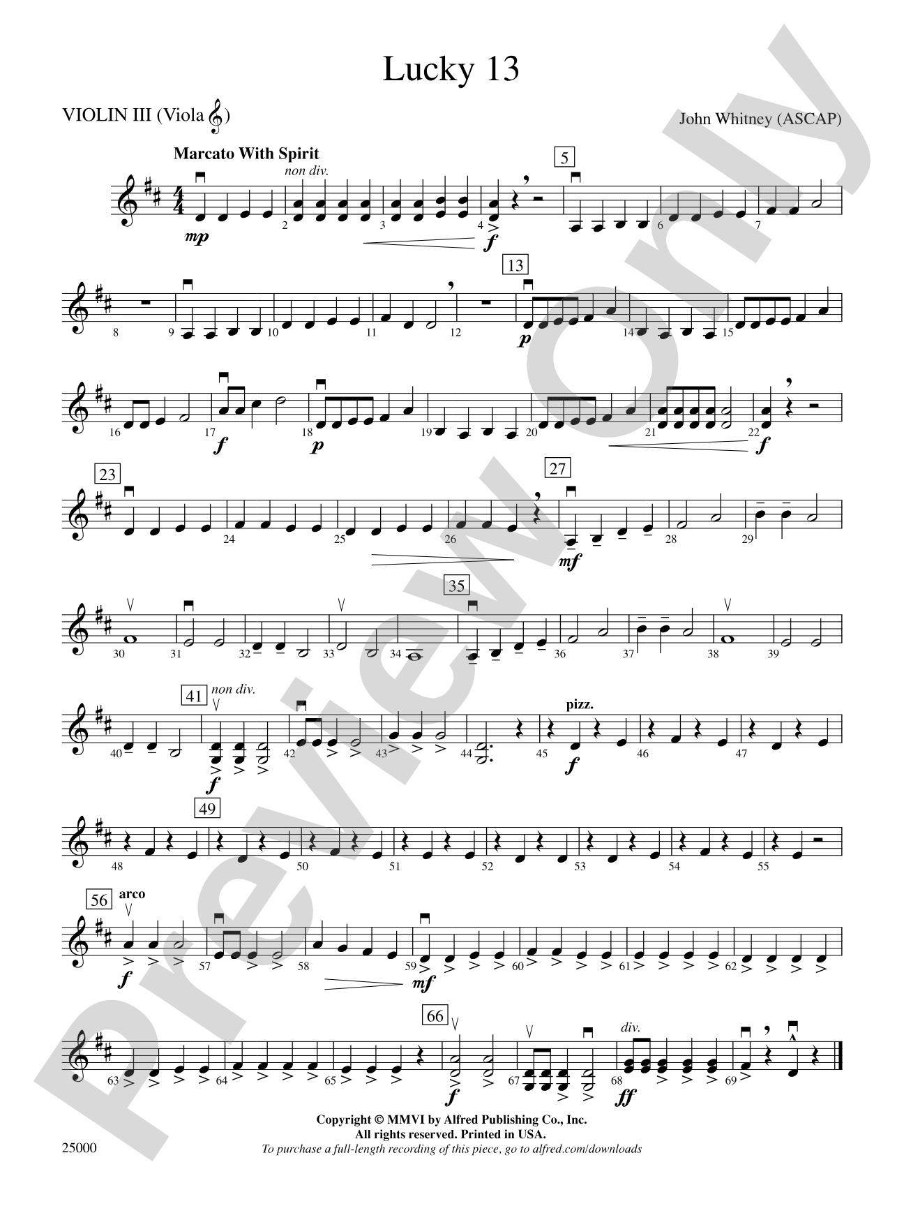 Lucky 13: 3rd Violin (Viola [TC])