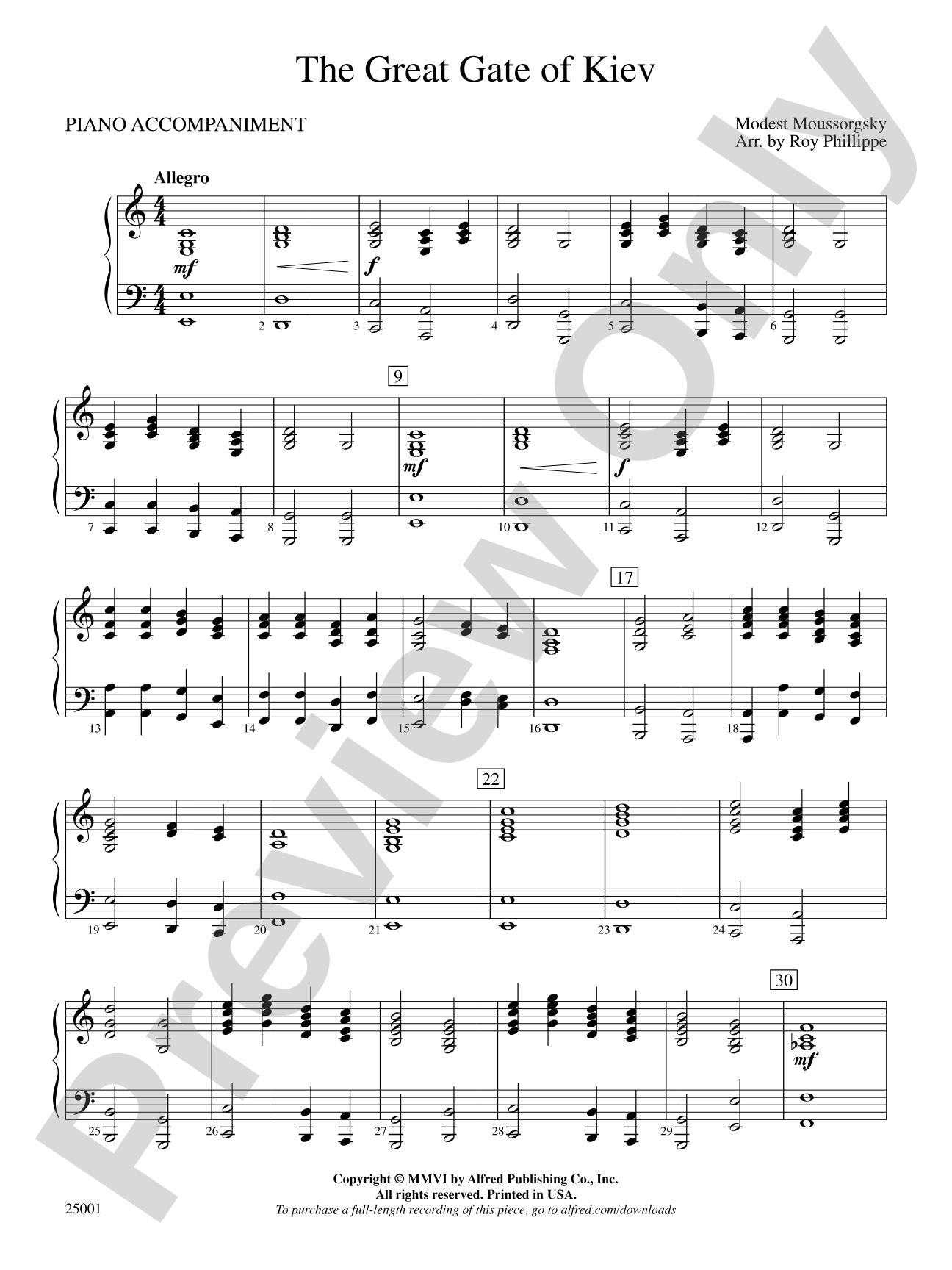 The Great Gate of Kiev: Piano Accompaniment