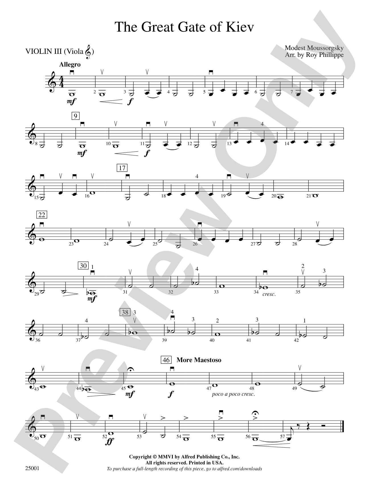 The Great Gate of Kiev: 3rd Violin (Viola [TC])