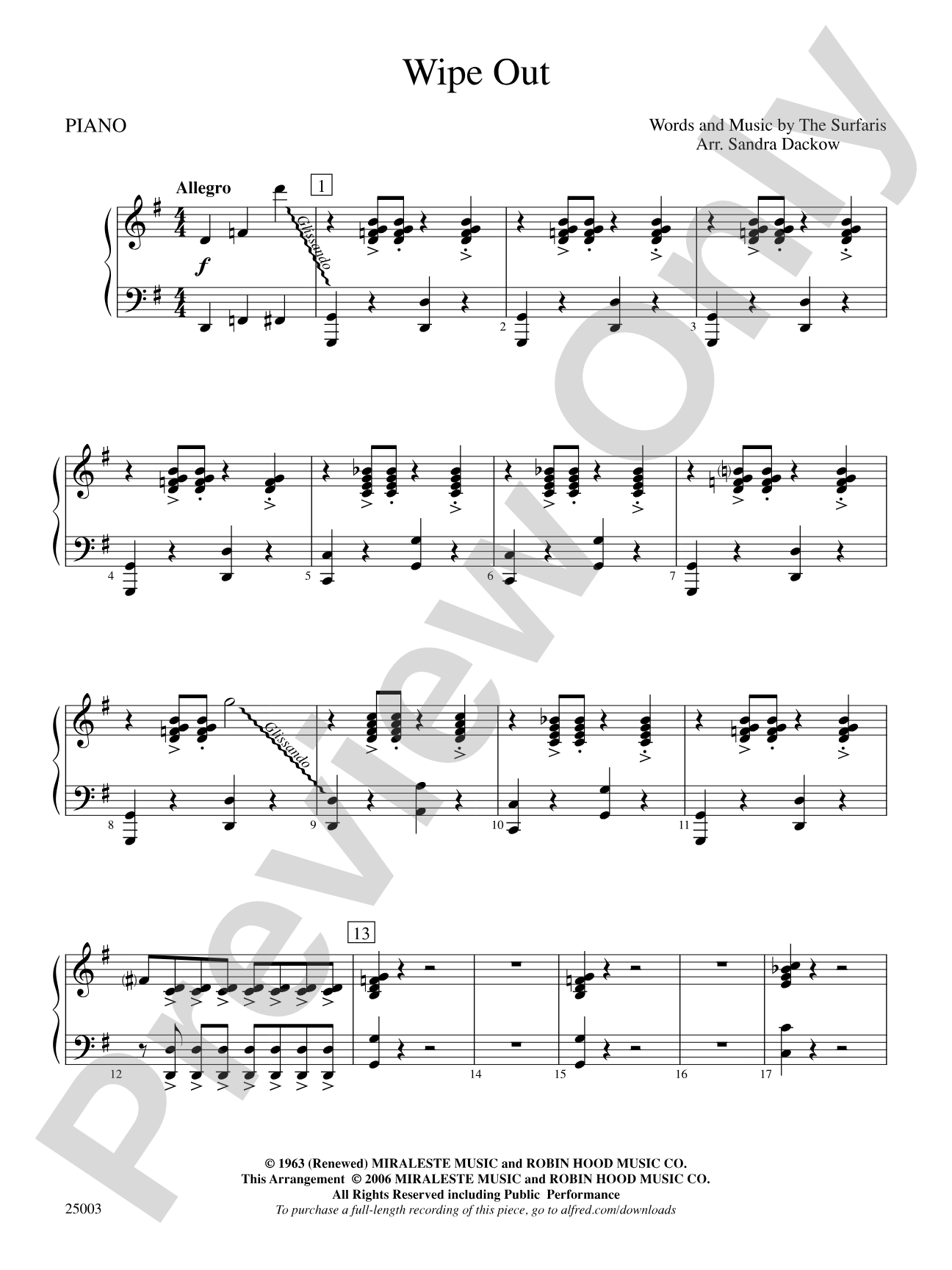 Wipe Out: Piano Accompaniment