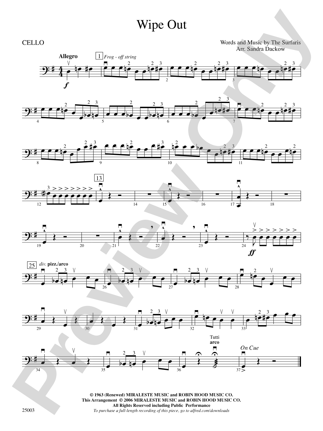 Wipe Out: Cello
