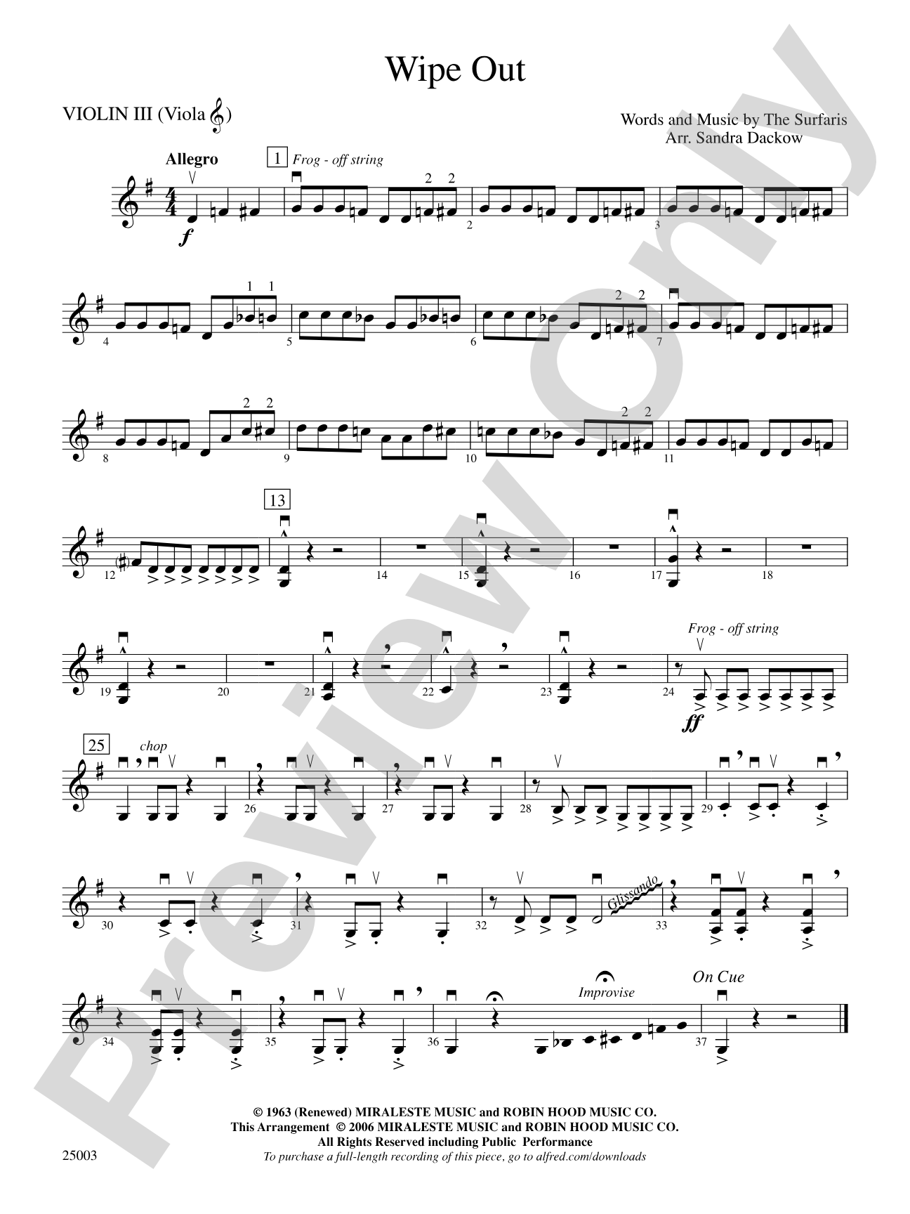 Wipe Out: 3rd Violin (Viola [TC])