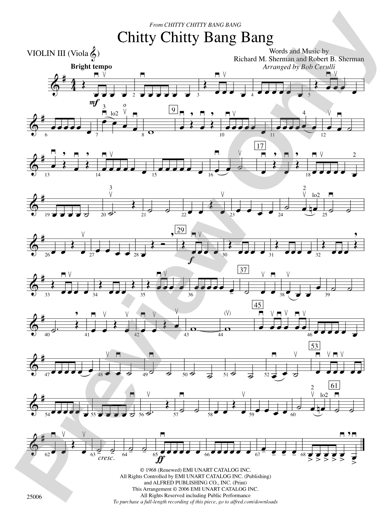 Chitty Chitty Bang Bang: 3rd Violin (Viola [TC])