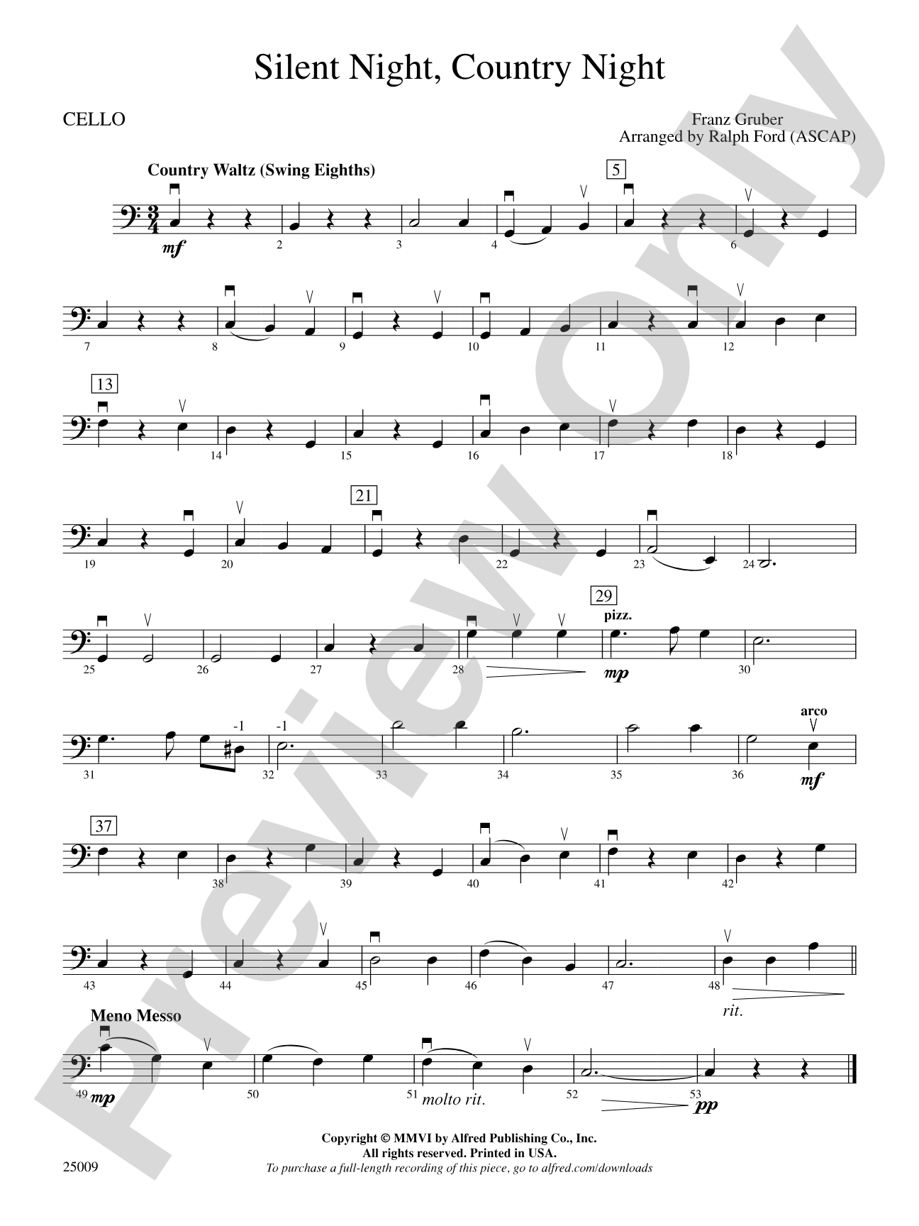 Silent Night, Country Night: Cello