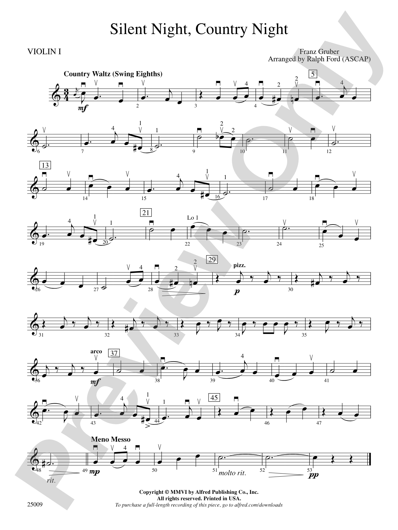 Silent Night, Country Night: 1st Violin