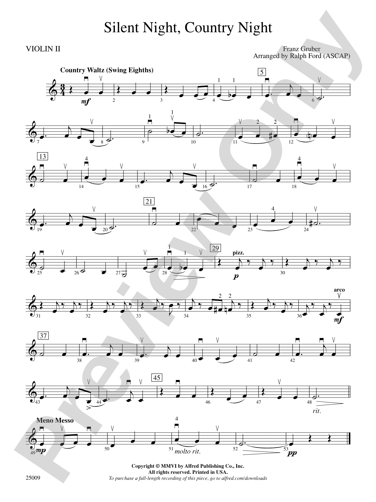 Silent Night, Country Night: 2nd Violin