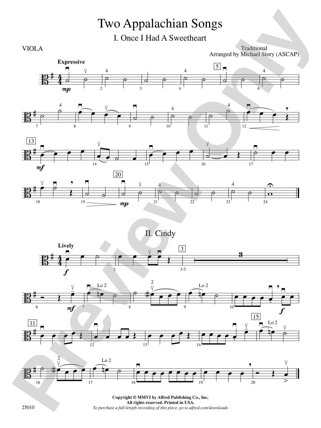 Two Appalachian Songs: Viola