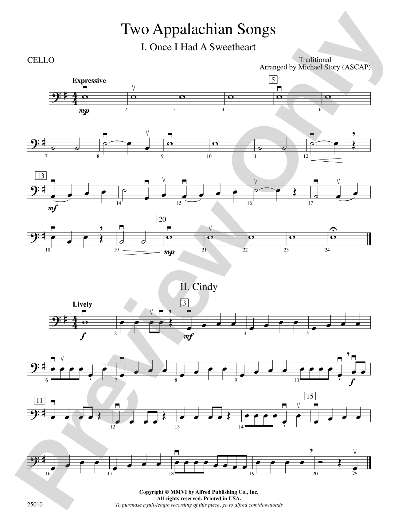 Two Appalachian Songs: Cello