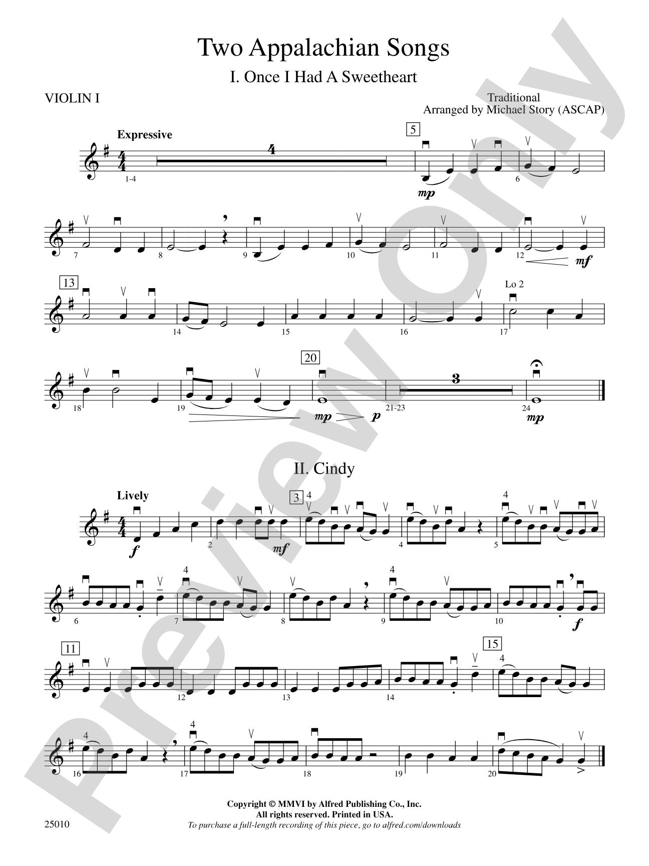 Two Appalachian Songs: 1st Violin