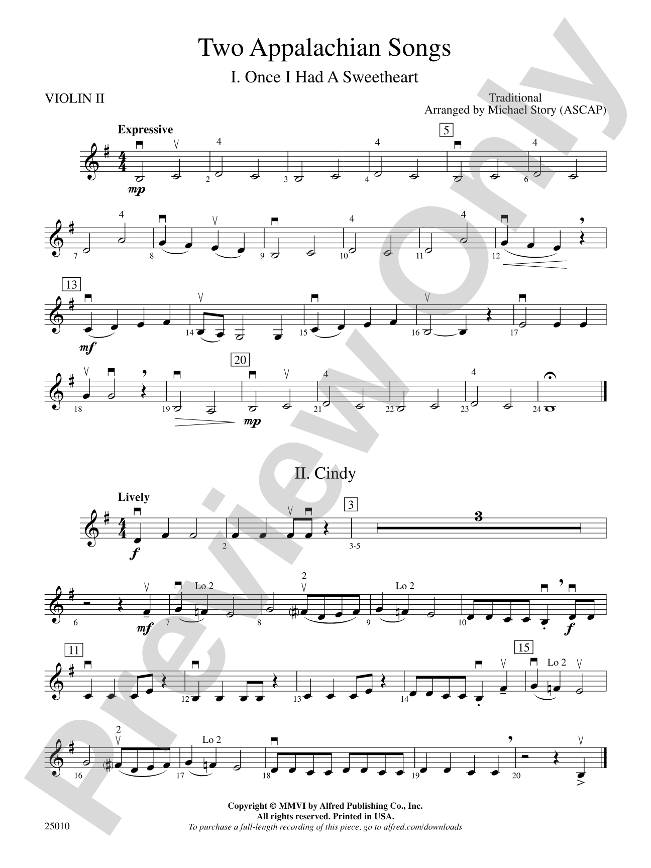 Two Appalachian Songs: 2nd Violin