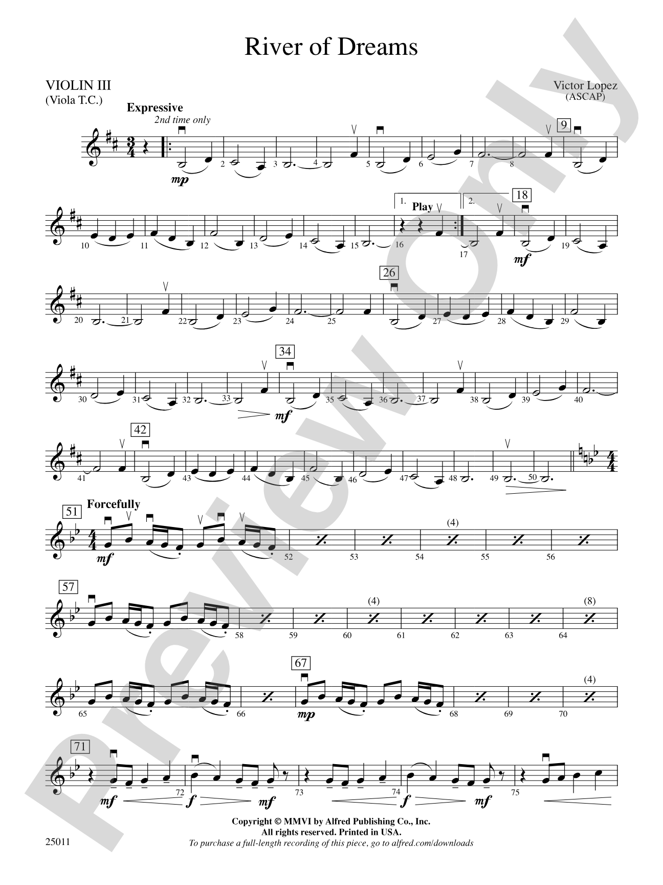 River of Dreams: 3rd Violin (Viola [TC])