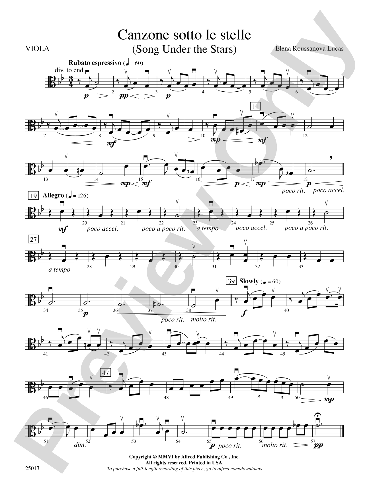 Canzone sotto le stelle: Viola