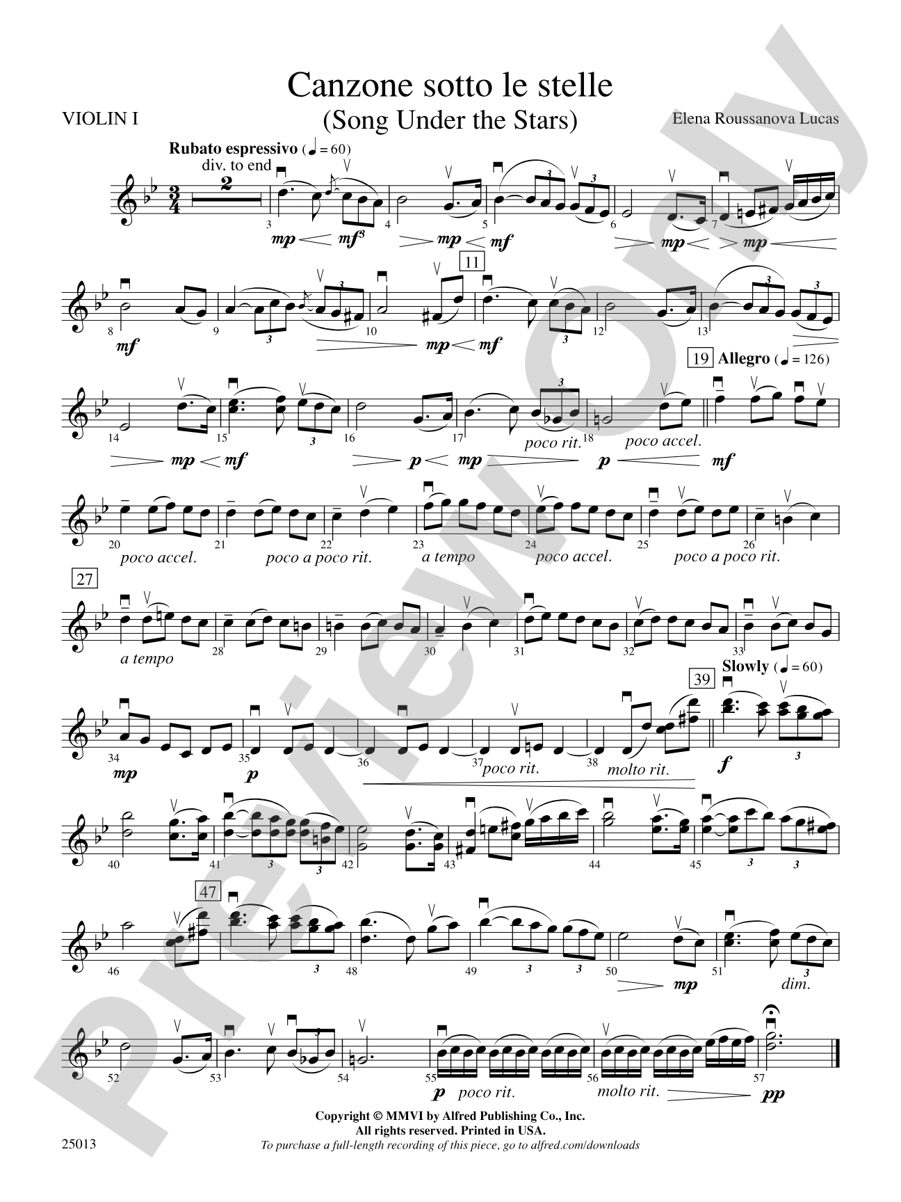 Canzone sotto le stelle: 1st Violin