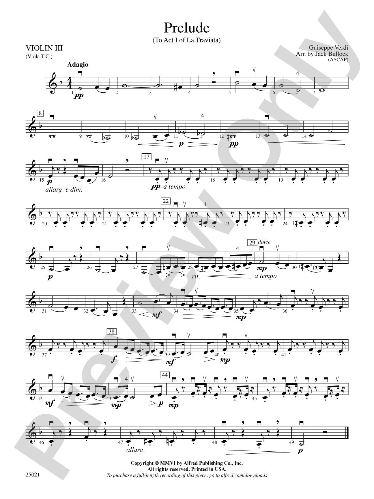 Prelude: 3rd Violin (Viola [TC])