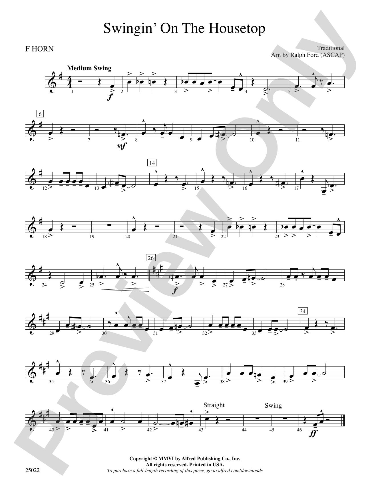 Swingin' on the Housetop: 1st F Horn