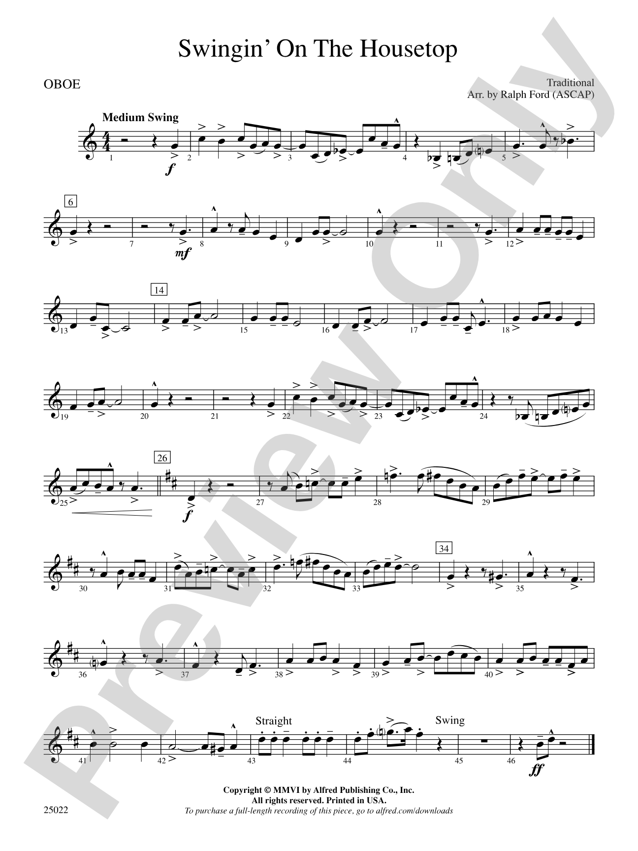 Swingin' on the Housetop: Oboe