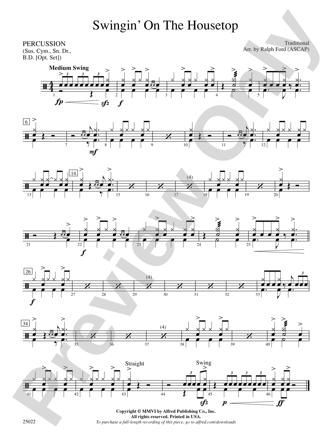 Swingin' on the Housetop: 1st Percussion