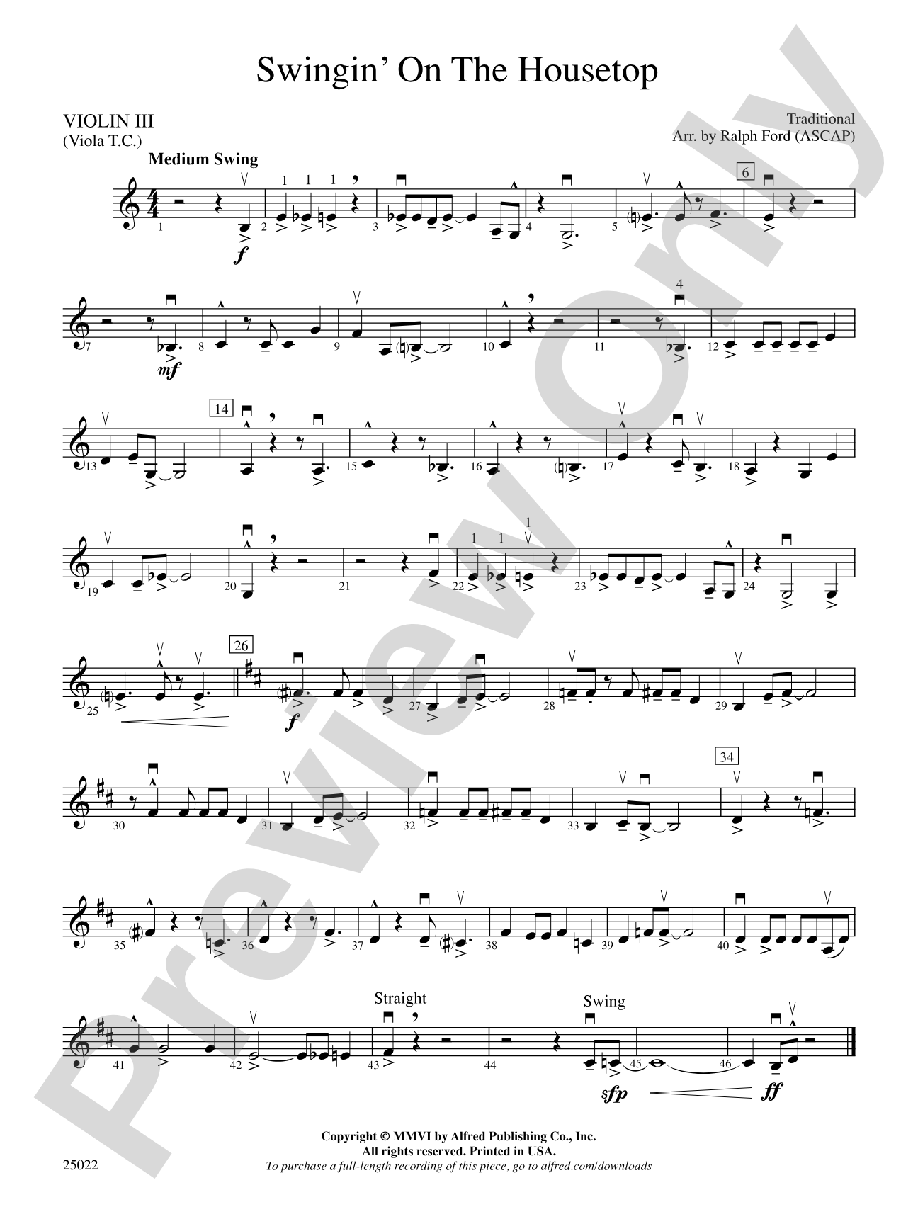 Swingin' on the Housetop: 3rd Violin (Viola [TC])