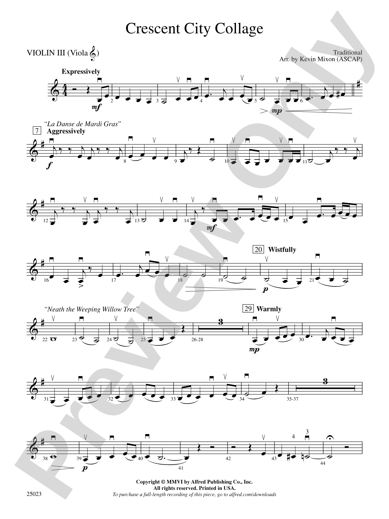 Crescent City Collage: 3rd Violin (Viola [TC])