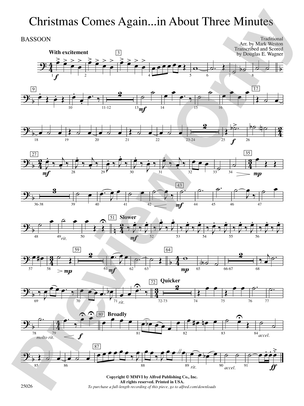 Christmas Comes Again... in About Three Minutes: Bassoon