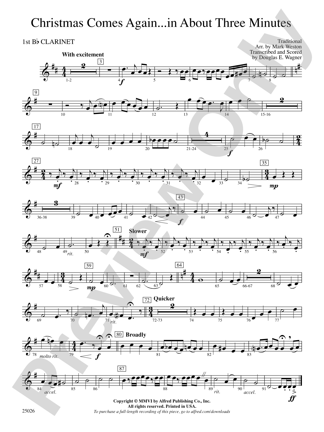 Christmas Comes Again... in About Three Minutes: 1st B-flat Clarinet