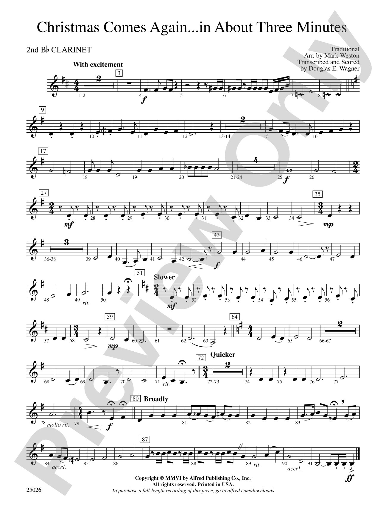 Christmas Comes Again... in About Three Minutes: 2nd B-flat Clarinet