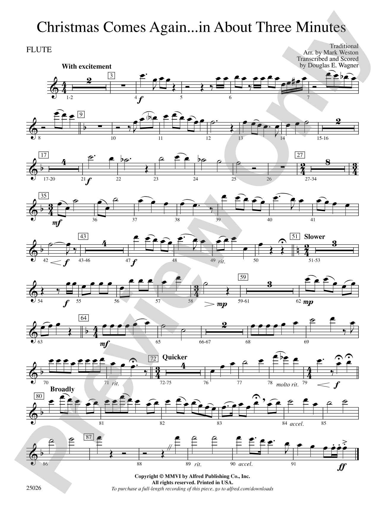 Christmas Comes Again... in About Three Minutes: Flute