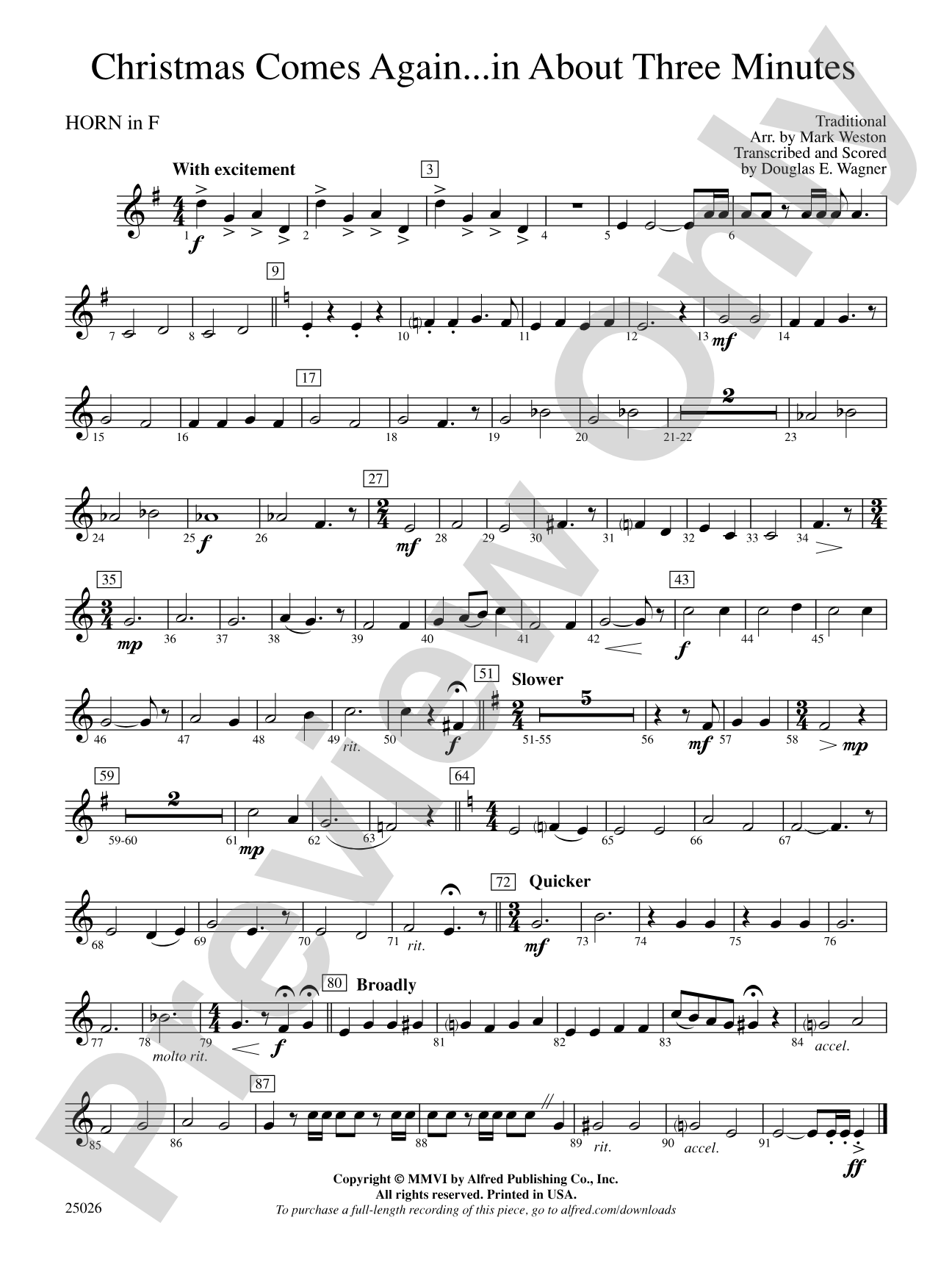 Christmas Comes Again... in About Three Minutes: 1st F Horn