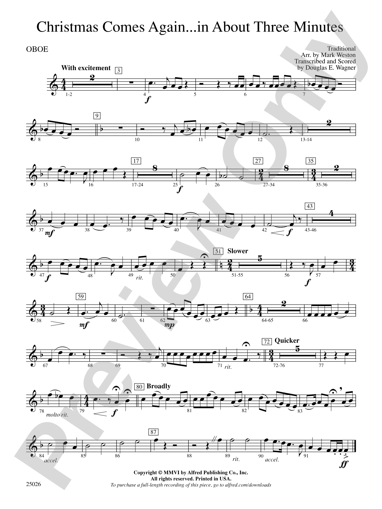Christmas Comes Again... in About Three Minutes: Oboe