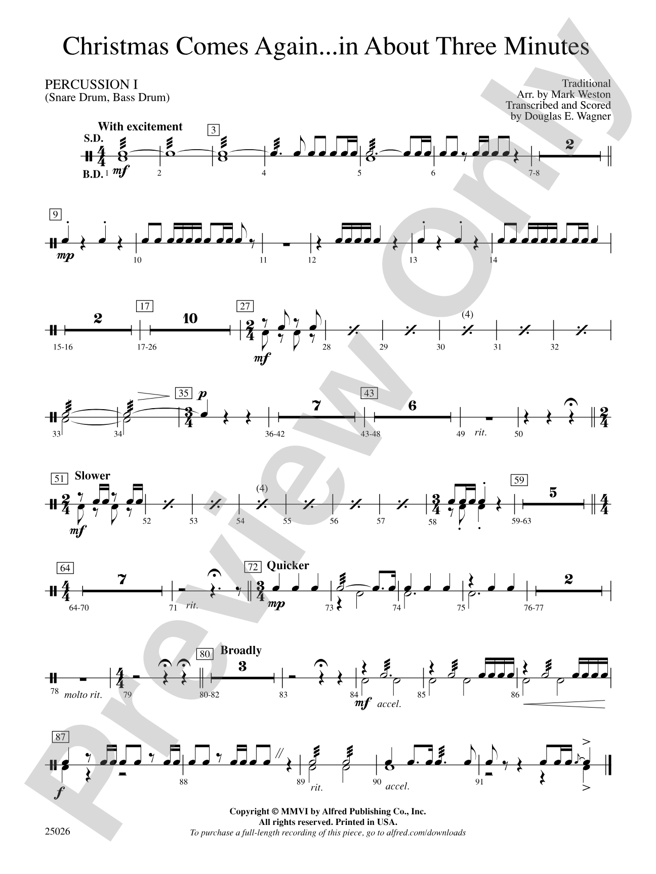 Christmas Comes Again... in About Three Minutes: 1st Percussion
