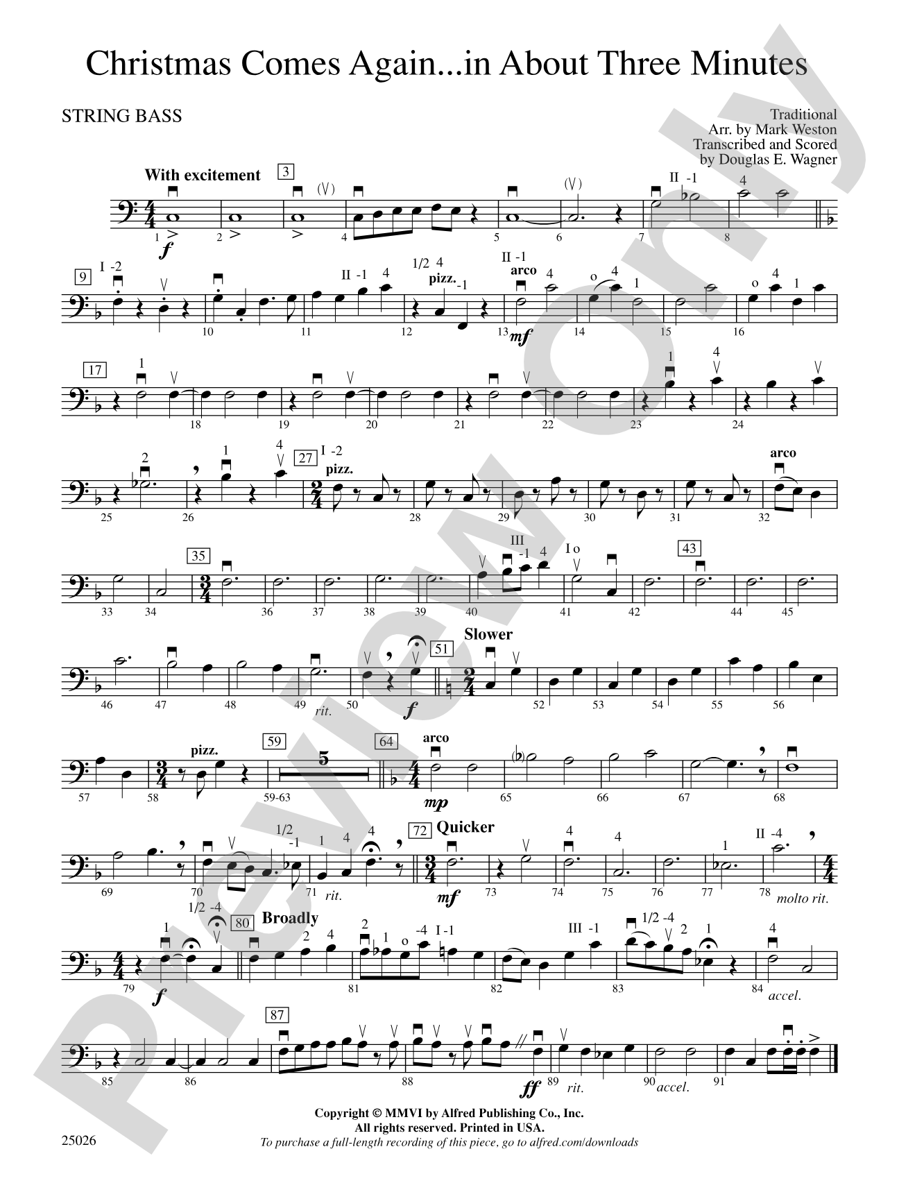 Christmas Comes Again... in About Three Minutes: String Bass