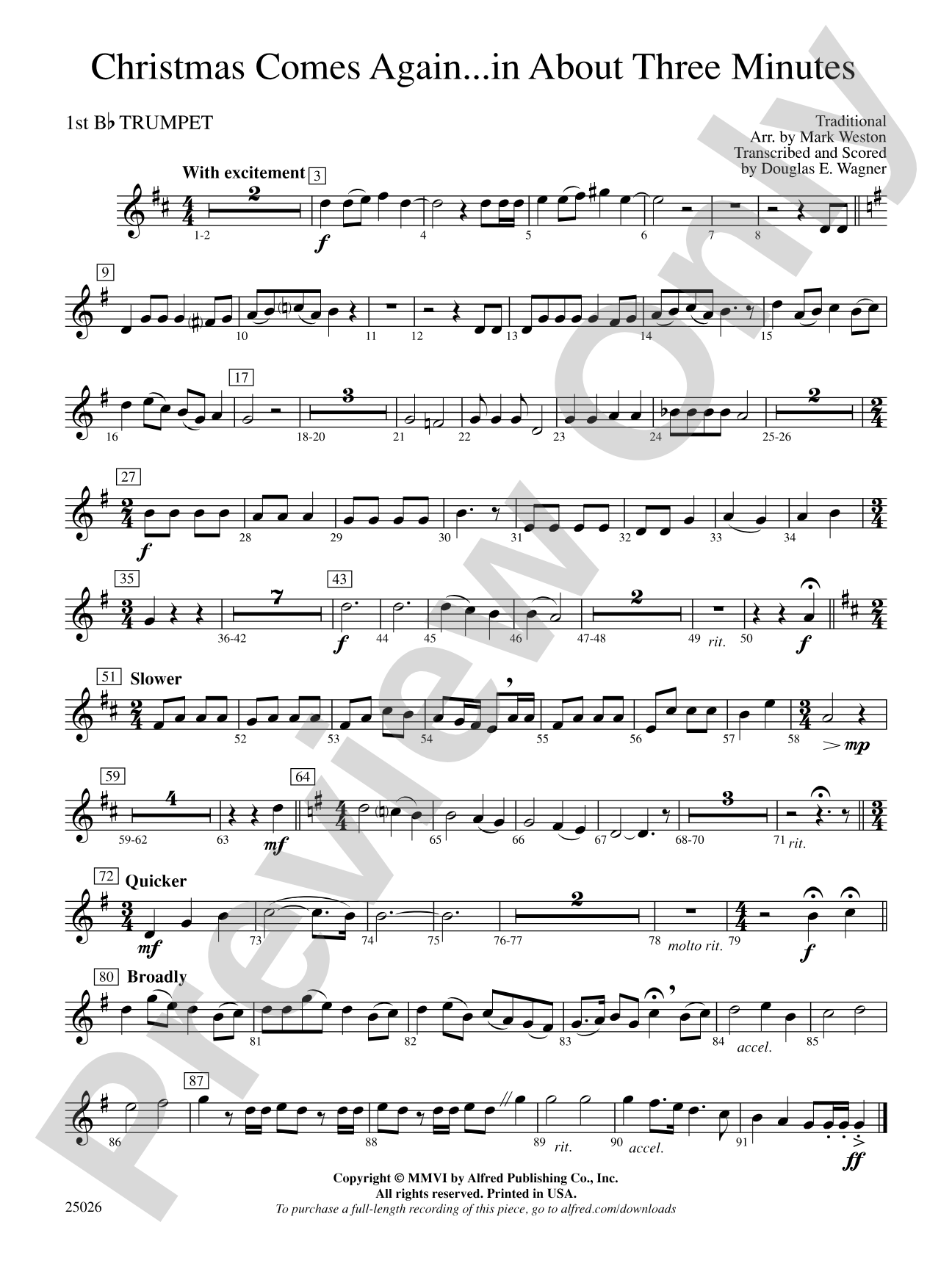 Christmas Comes Again... in About Three Minutes: 1st B-flat Trumpet