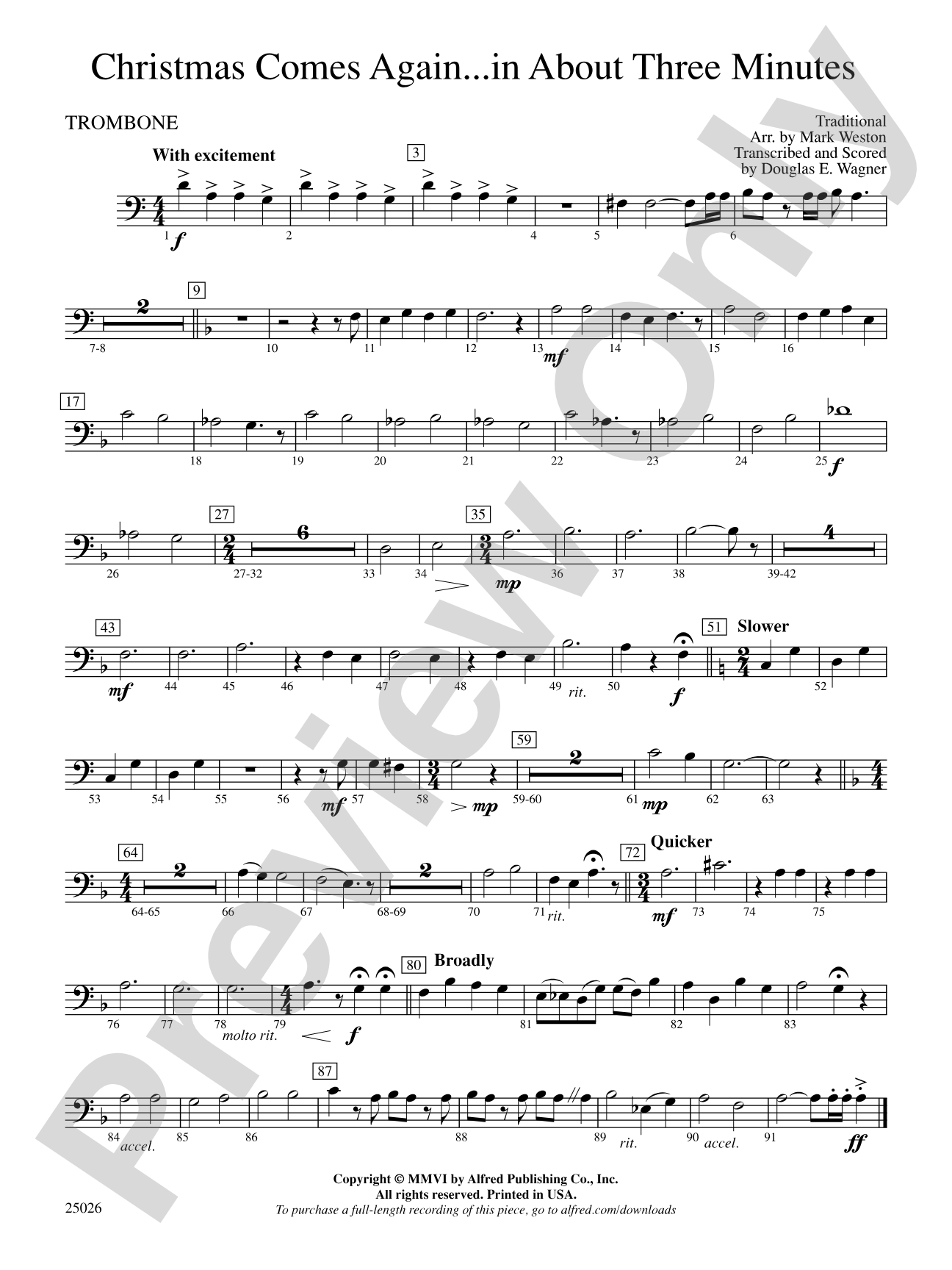 Christmas Comes Again... in About Three Minutes: 1st Trombone