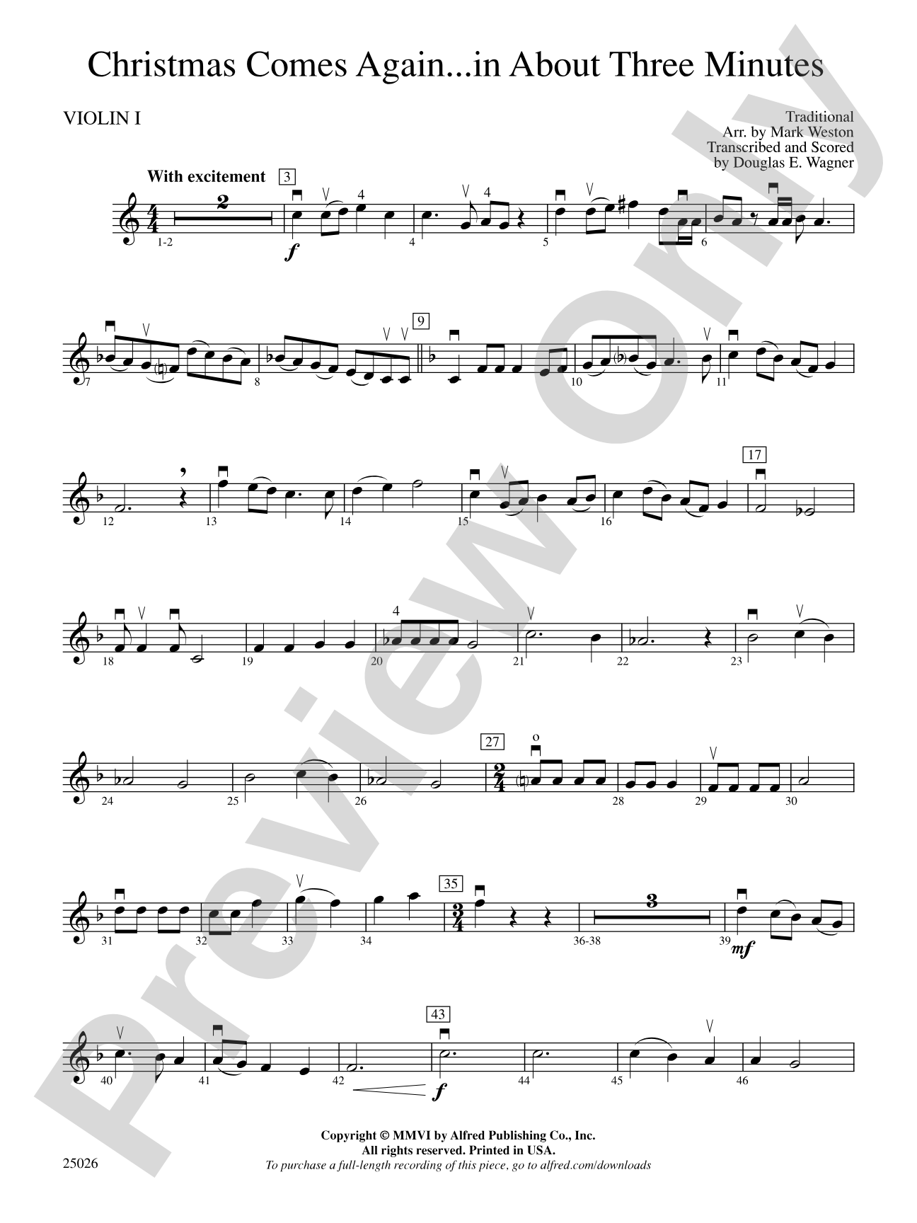 Christmas Comes Again... in About Three Minutes: 1st Violin
