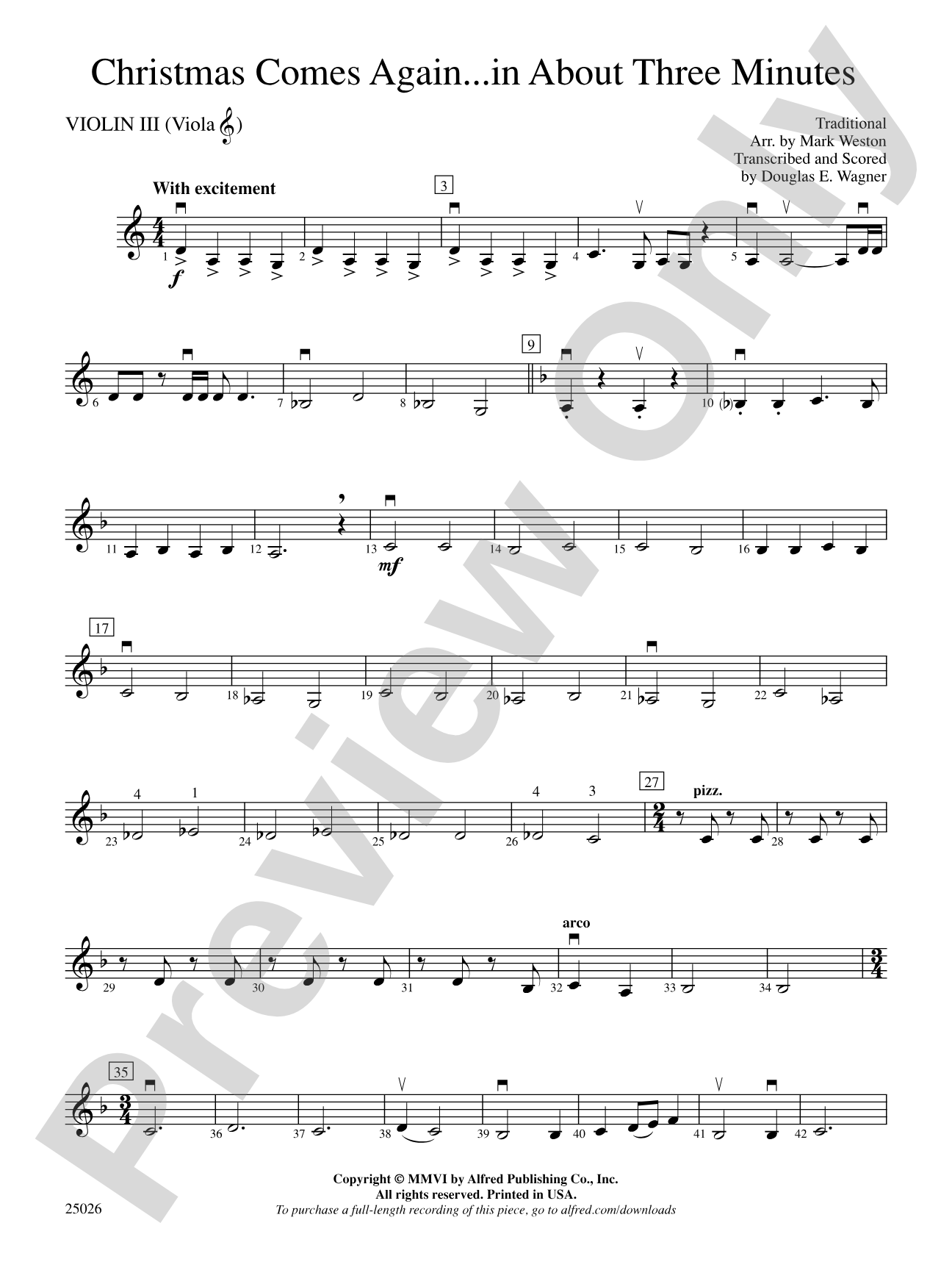 Christmas Comes Again... in About Three Minutes: 3rd Violin (Viola [TC])