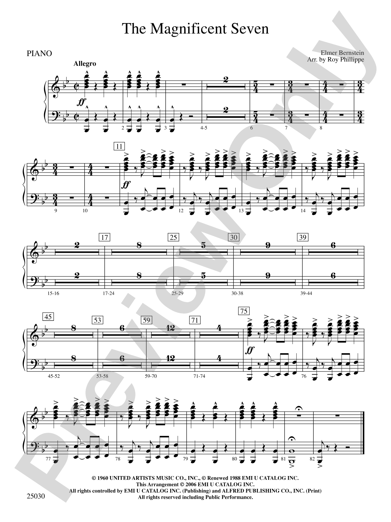 The Magnificent Seven: Piano Accompaniment