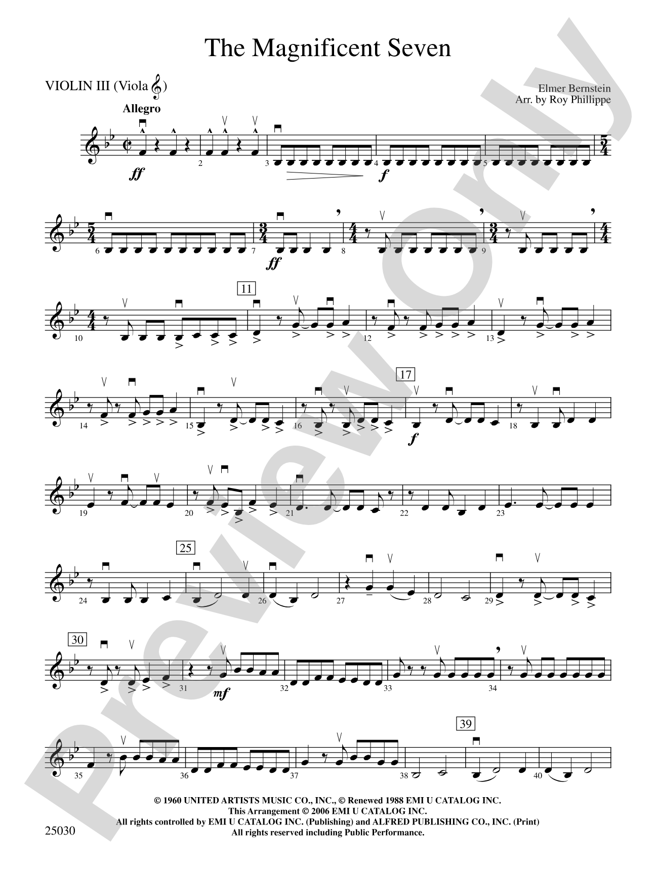 The Magnificent Seven: 3rd Violin (Viola [TC])