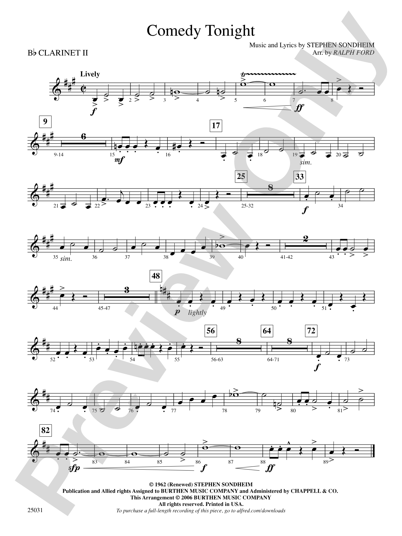 Comedy Tonight: 2nd B-flat Clarinet
