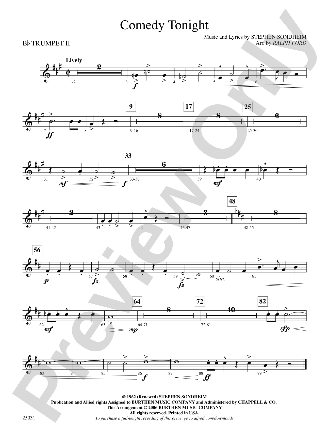 Comedy Tonight: 2nd B-flat Trumpet