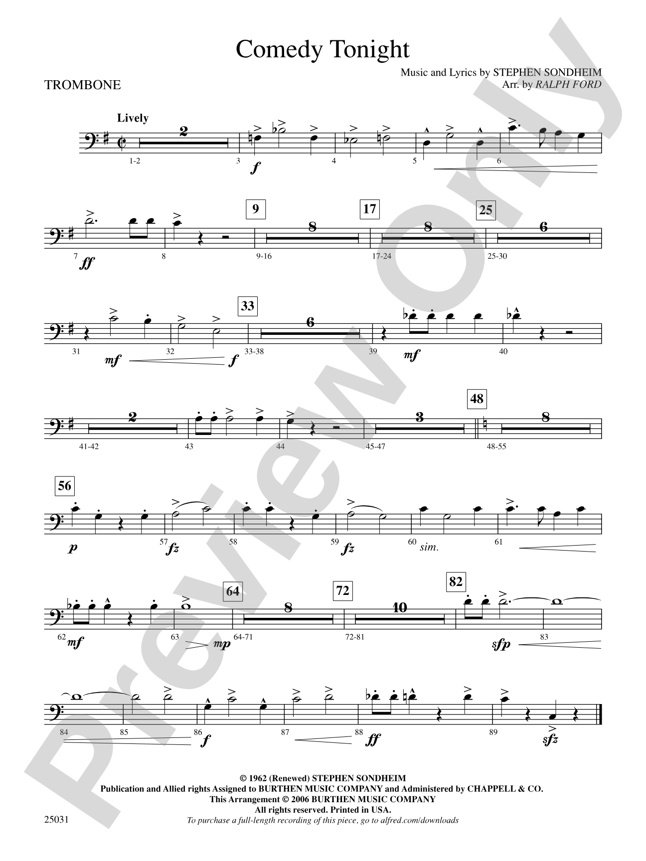 Comedy Tonight: 1st Trombone