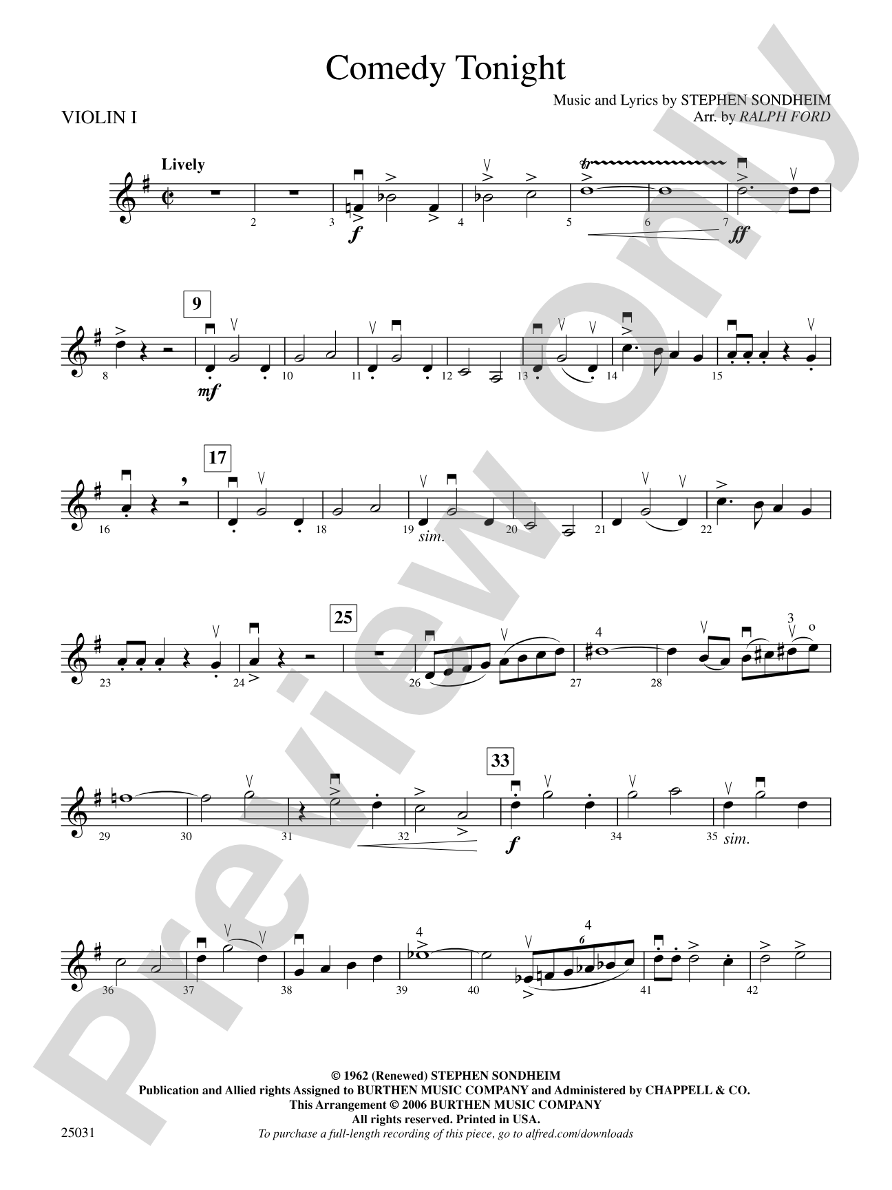 Comedy Tonight: 1st Violin