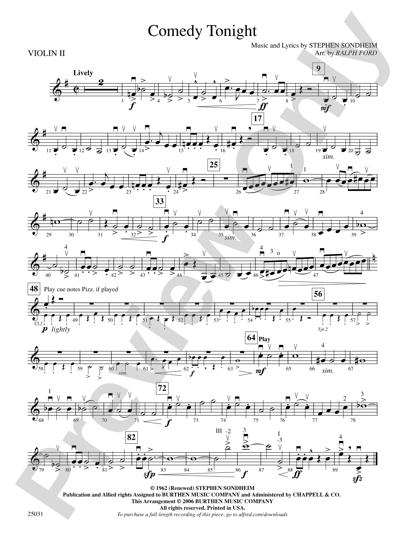 Comedy Tonight: 2nd Violin