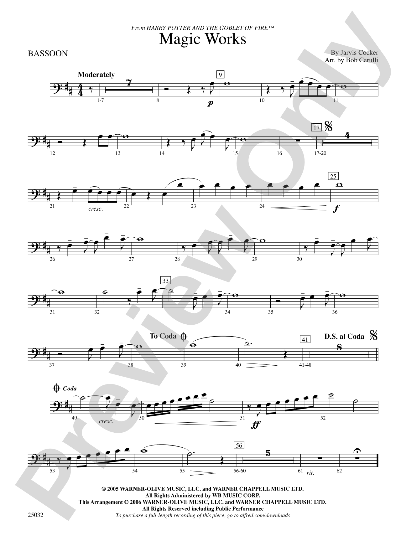 Magic Works (from Harry Potter and the Goblet of Fire™): Bassoon