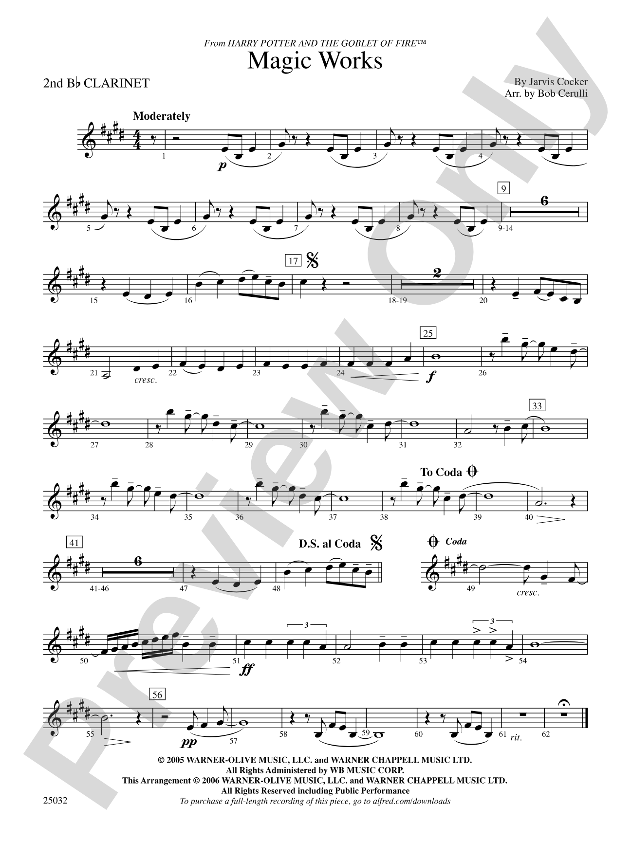 Magic Works (from Harry Potter and the Goblet of Fire™): 2nd B-flat Clarinet