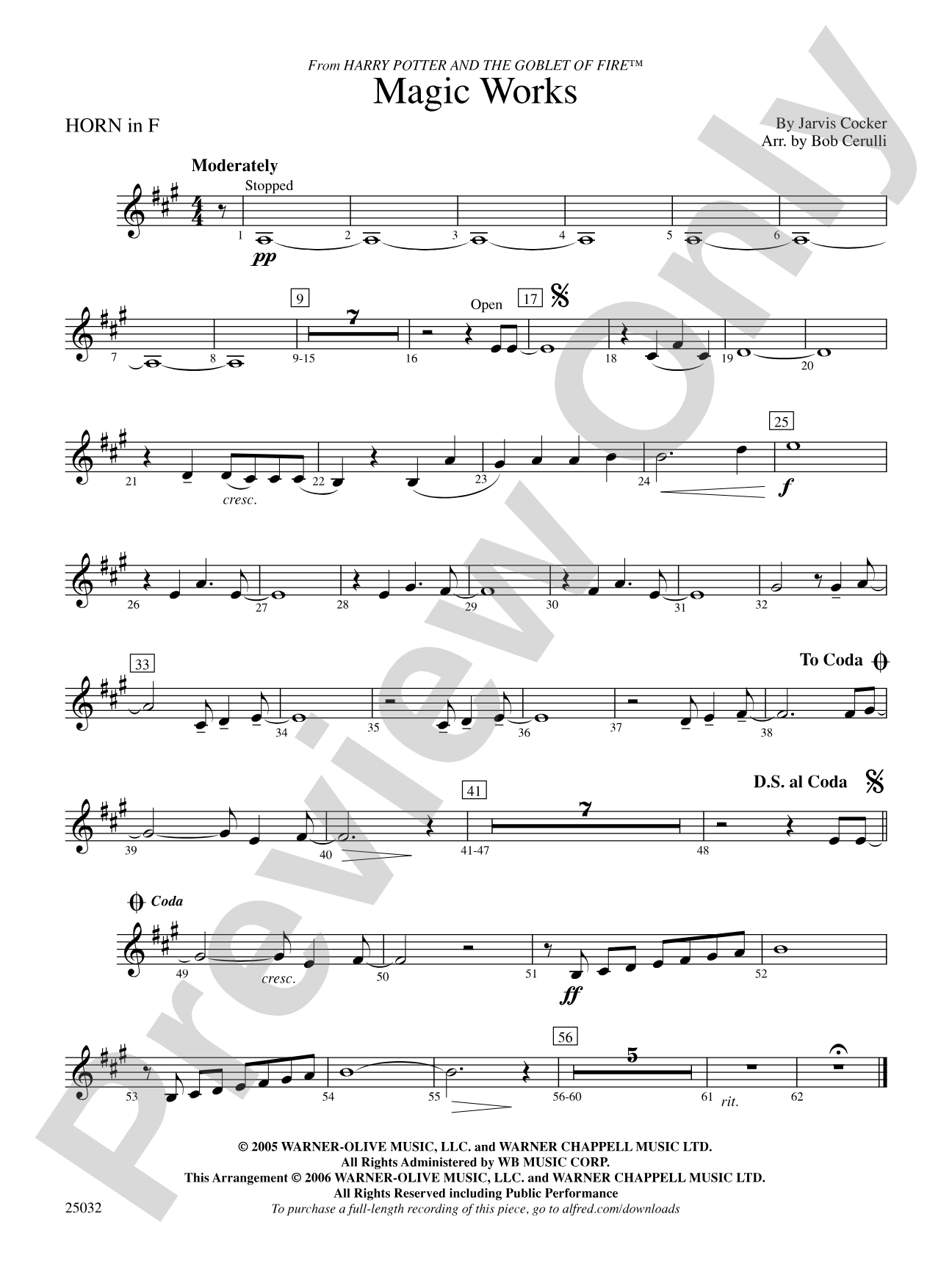 Magic Works (from Harry Potter and the Goblet of Fire™): 1st F Horn