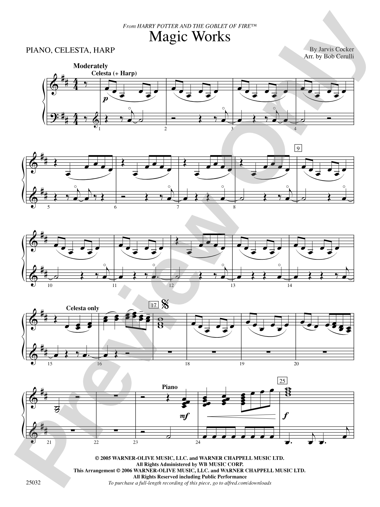 Magic Works (from Harry Potter and the Goblet of Fire™): Piano Accompaniment